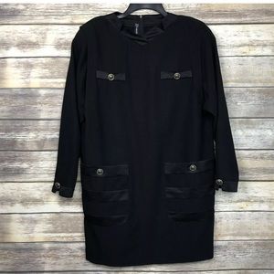 Vintage Louis Feraud Black Wool Mod Dress Germany